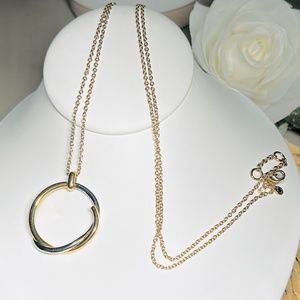 Ann Taylor Gold and Silver Tone Entwined Circle Pendant necklace